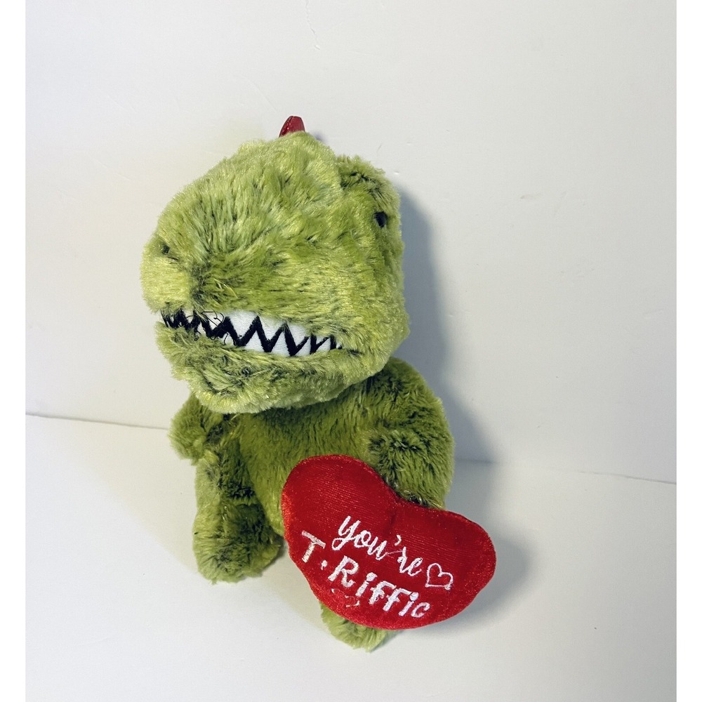 T-Rex Green Dinosaur Plush 10"‎ Stuffed Valentine "Youre T- Riffic" MTY Int.